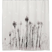 Gedroogde Planten Witte vogels Minimale Natuur Douchegordijn (Voorkant)