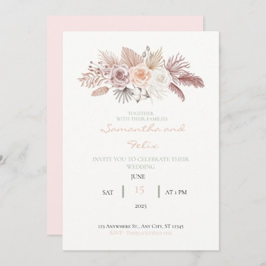 Gedroogde Rozen en uitnodiging tot weduwen (Voorkant / Achterkant)