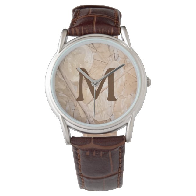 Gedroogde Silver Dollar Photo Custom Single Initia Horloge (Voorkant)