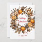 Gedroogde Sinaasappels Citrus Krans Elegante Kerst Feestdagenkaart (Voorkant)