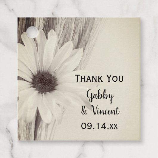Gedroogde tarwe en Daisy Country Boerderij Wedding Bedankjes Labels (Voorkant)