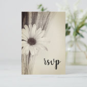 Gedroogde tarwe en Daisy Country Boerderij Wedding RSVP Kaartje (Staand voorkant)
