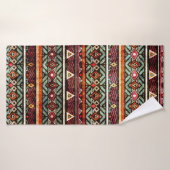 Gedroogde tribale folkpatroon in retro-stijl badhanddoek (Badhanddoek)