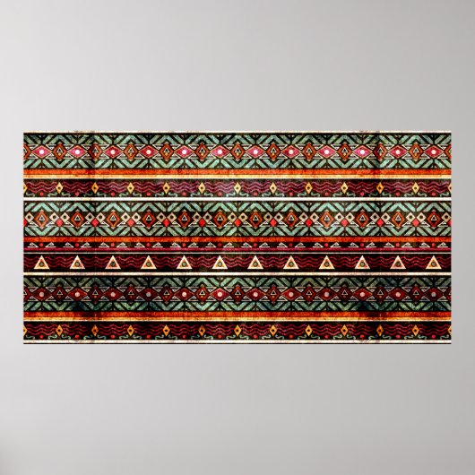 Gedroogde tribale folkpatroon in retro-stijl poster (Voorkant)