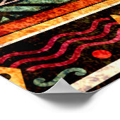 Gedroogde tribale folkpatroon in retro-stijl poster (Hoek)