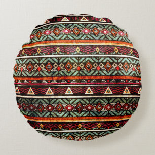 Gedroogde tribale folkpatroon in retro-stijl rond kussen