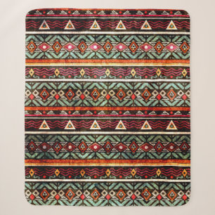 Gedroogde tribale folkpatroon in retro-stijl sherpa deken