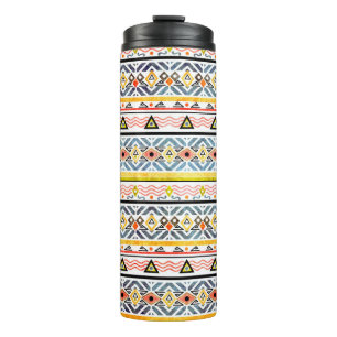 Gedroogde tribale folkpatroon in retro-stijl thermosbeker