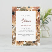 Gedroogde tropische bloemen eerste verjaardag uitn kaart (Staand voorkant)