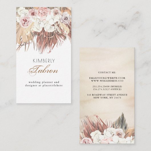 Gedroogde tropische palmbladeren loof elegant mode visitekaartje (Voorkant / Achterkant)