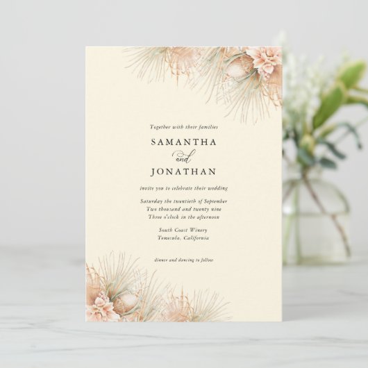 Gedroogde uitnodiging tot weduwschap met Palms Boh (Staand voorkant)