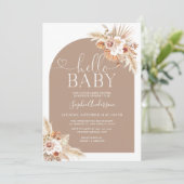 Gedroogde Ventilator Pampas Grass Boho Baby shower Kaart (Staand voorkant)