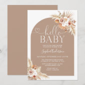 Gedroogde Ventilator Pampas Grass Boho Baby shower Kaart (Voorkant / Achterkant)