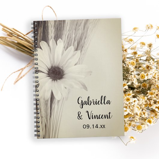 Gedroogde Wheat and Daisy Boerderij Wedding Guest  Notitieboek