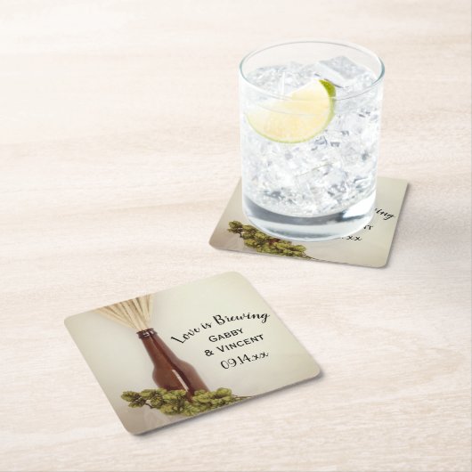 Gedroogde Wheat and Hops Brewery Wedding Kartonnen Onderzetters (Insitu)