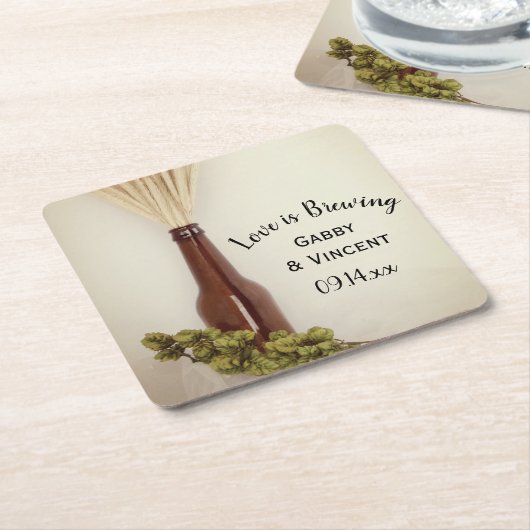 Gedroogde Wheat and Hops Brewery Wedding Kartonnen Onderzetters (Schuin)