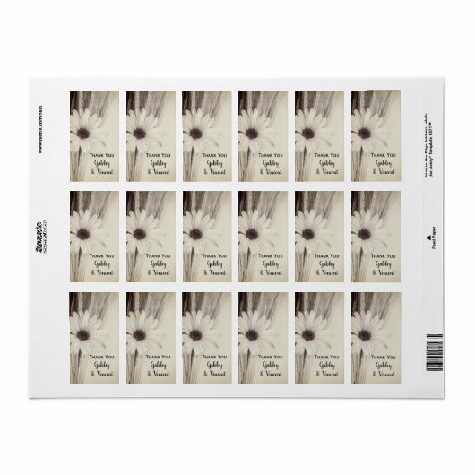 Gedroogde Wheat Boerderij Wedding Hartelijk dank Etiket (Full Sheet)