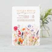 Gedroogde Wildbloemen Bruidsdouche Uitnodiging (Staand voorkant)