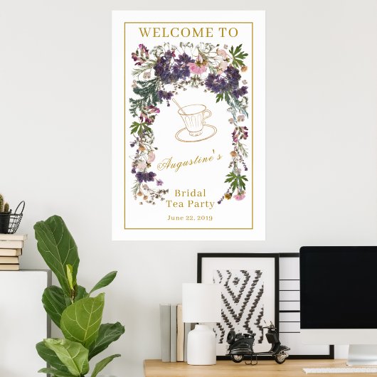 Gedroogde wilde bloem Bridal Tea Welkom Poster (Thuiskantoor)