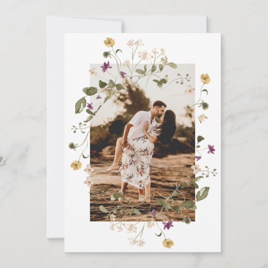 Gedroogde wilde bloem Pampas Floral Foto Save The Date (Achterkant)