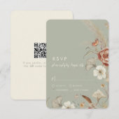 Gedroogde wilde bloemen BOHO Sage Green Wedding RSVP Kaartje (Voorkant / Achterkant)