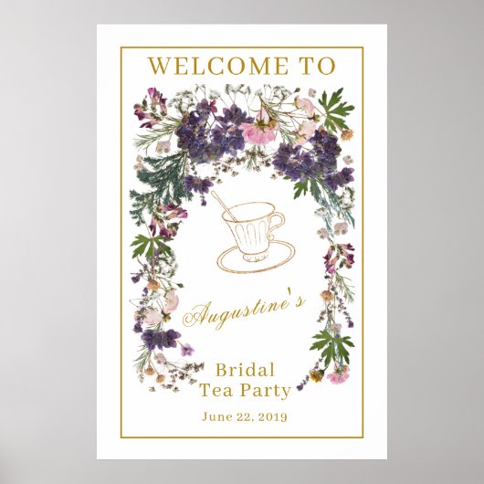 Gedroogde Wilde Bloemen Bruidstheebegroeting Poster (Voorkant)