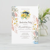 Gedroogde wilde bloemen hoedje afstuderen kaart (Staand voorkant)