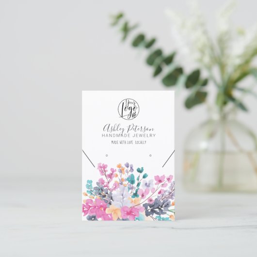 Gedroogde wilde bloemen logo sieraden oorbel ketti visitekaartje (Staand voorkant)