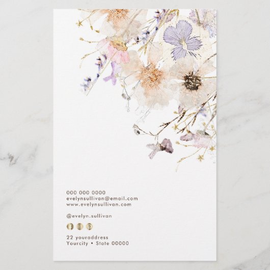 Gedroogde wilde bloemen prijslijst flyer (Achterkant)