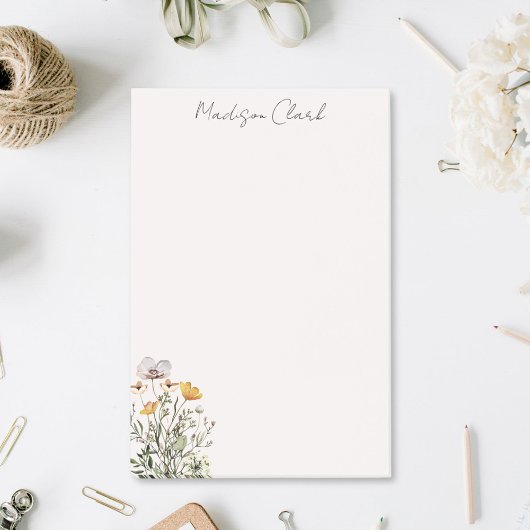 Gedroogde wilde bloemenboeket gepersonaliseerde na post-it® notes