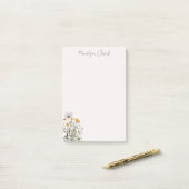 Gedroogde wilde bloemenboeket gepersonaliseerde na post-it® notes (Op bureau)