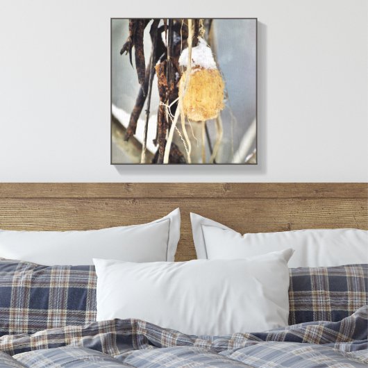 Gedroogde wildeknollen wijnzegenzaad in de winter canvas afdruk (Insitu (Slaapkamer))