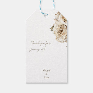 Gedroogde witte rozen gepersonaliseerde namen voor cadeaulabel