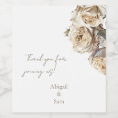 Gedroogde witte rozen gepersonaliseerde namen voor wijn etiket (Enkel label)