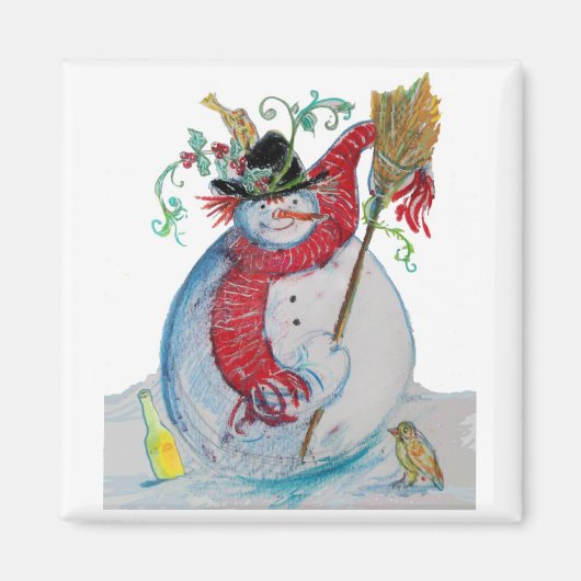GEDROOKT SNOWMAN MAGNEET (Voorkant)