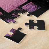 Gedroomd paar op dok met roze zonnehemel legpuzzel (Zijkant)