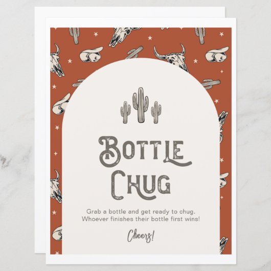 Gedrukt 8x10 Western douchefles chug teken (Voorkant / Achterkant)