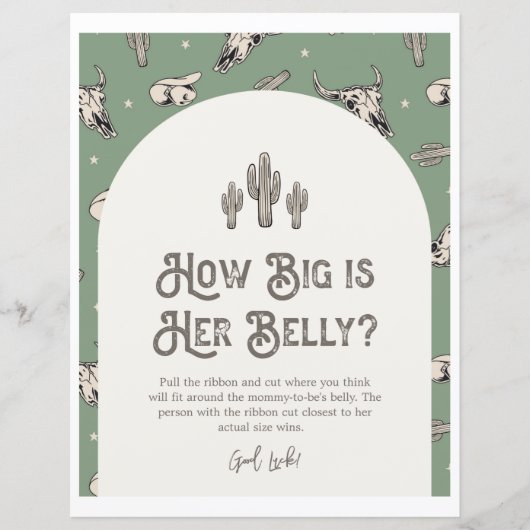 Gedrukt 8x10 Western Hoe groot is haar buikteken (Voorkant)