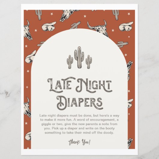 Gedrukt 8x10 Western Late Nachtluiers Teken (Voorkant)