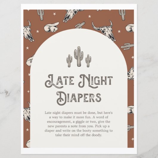 Gedrukt 8x10 Western Late Night Luiers Bord (Voorkant)