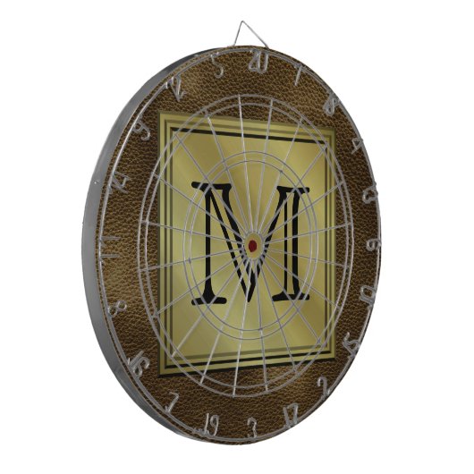 Gedrukt aangepast Afbeelding monogram. Bruin. Dartbord (Voorkant Links)