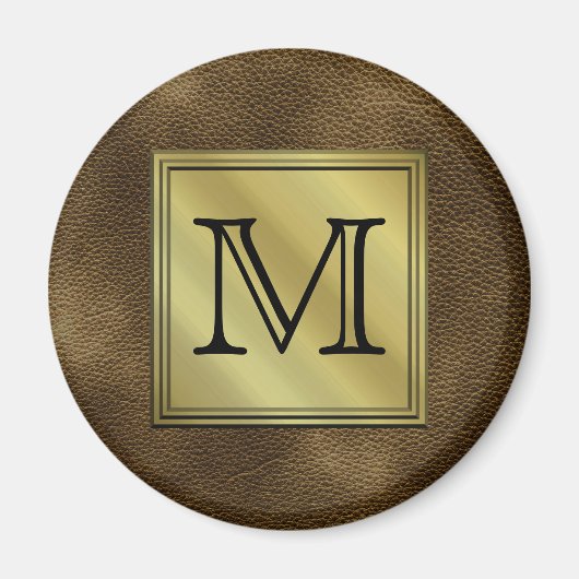 Gedrukt aangepast Afbeelding monogram. Bruin. Magneet (Voorkant)