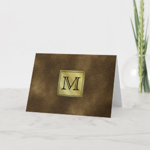 Gedrukt aangepast Afbeelding monogram. Bruin. Notitiekaartje