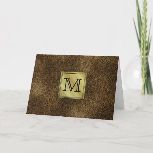 Gedrukt aangepast Afbeelding monogram. Bruin. Notitiekaartje (Voorkant)
