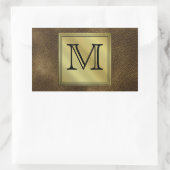 Gedrukt aangepast Afbeelding monogram. Bruin. Rechthoekige Sticker (Tas)