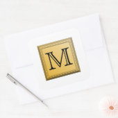 Gedrukt afbeelding van een aangepast monogram. vierkante sticker (Envelop)