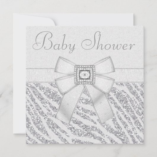 Gedrukt Baby shower met Glitter Zebra Print & Blin Kaart (Voorkant)