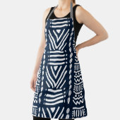 Gedrukt Blauw Denim Afrikaans Bogolan Design Schor Schort (Insitu)