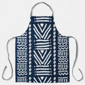 Gedrukt Blauw Denim Afrikaans Bogolan Design Schor Schort (Voorkant)