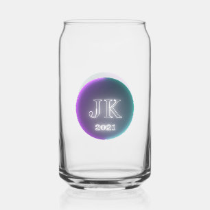Gedrukt blik glas JK 2021 Roze Blauwgroen Logo